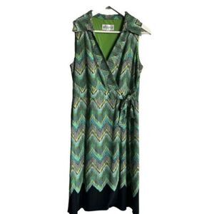 NWOT - Studio 1 Women’s Green/Black Short Sleeve Wrap Dress - Size Small